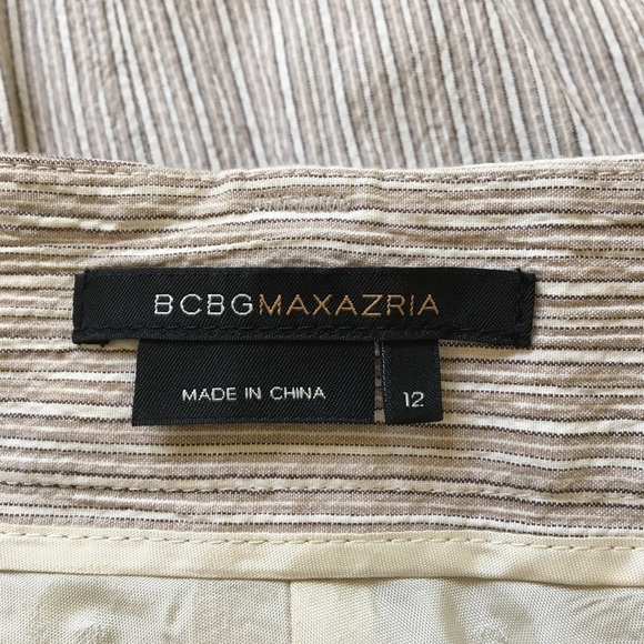 BCBGMAXAZRIA Textured Pinstripe Khaki Skirt - 12 - Picture 5 of 7